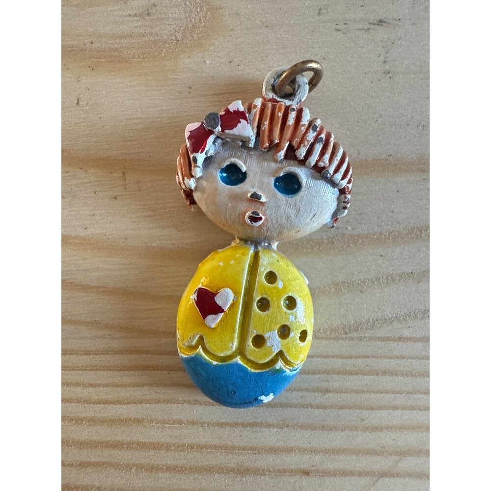 Vintage Painted Doll Necklace Pendant